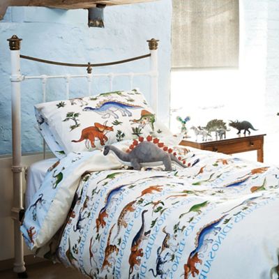 Emma Bridgewater Kids' white 'Dinosaurs' duvet cover and pillow case set